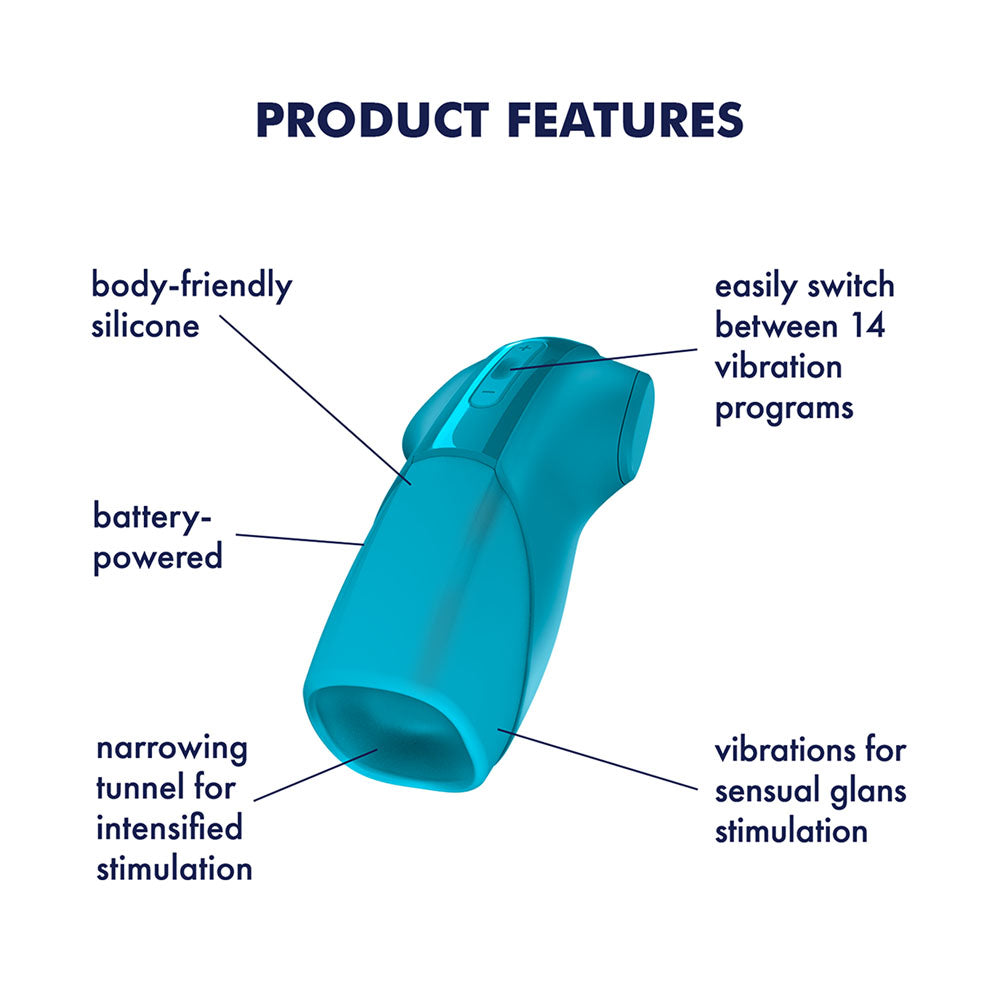 Satisfyer Men Vibration - Battery Series - Blue Vibrating Masturbator
