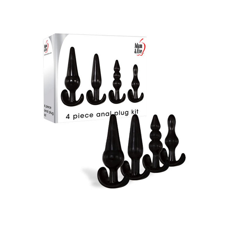 Adam & Eve 4 Piece Anal Plug Kit - Black Butt Plugs - Set of 4 Sizes