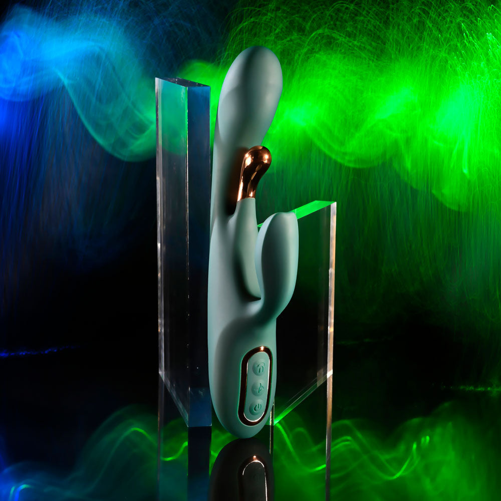 Evolved GOLDEN GODDESS - Green USB Rechargeable Rabbit Vibrator with G-Spot Flicker
