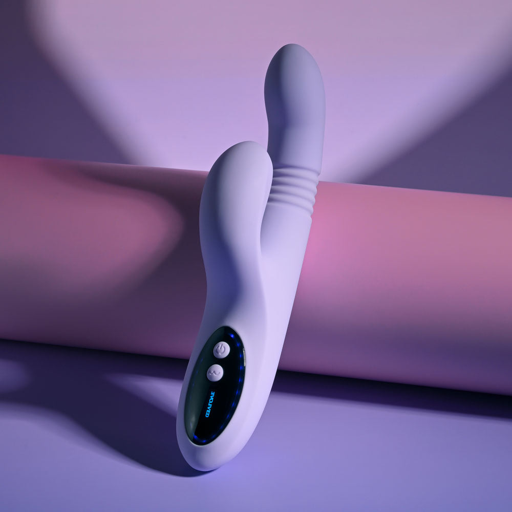 Evolved PEP TALK - Purple 23.3 cm USB Rechargeable Thrusting Vibrator with Tapping Clitoral Stimulator