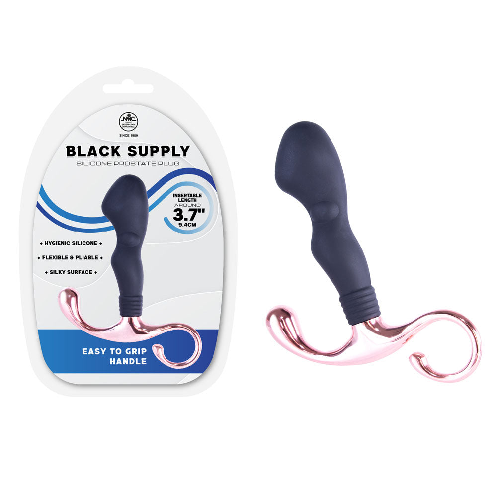 Black Supply - 9.4 cm Silicone Prostate Plug - Black 9.4 cm Silicone Prostate Plug