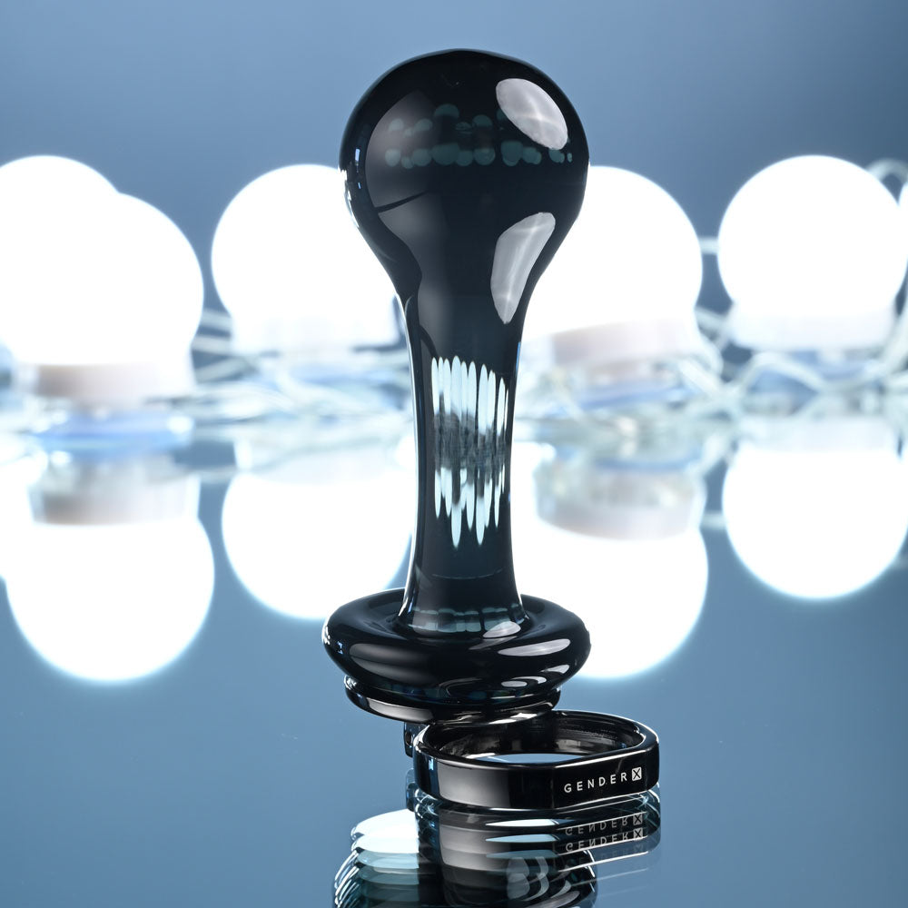 Gender X BLOW POP - Black 12.8 cm Glass Plug with Ring Pull
