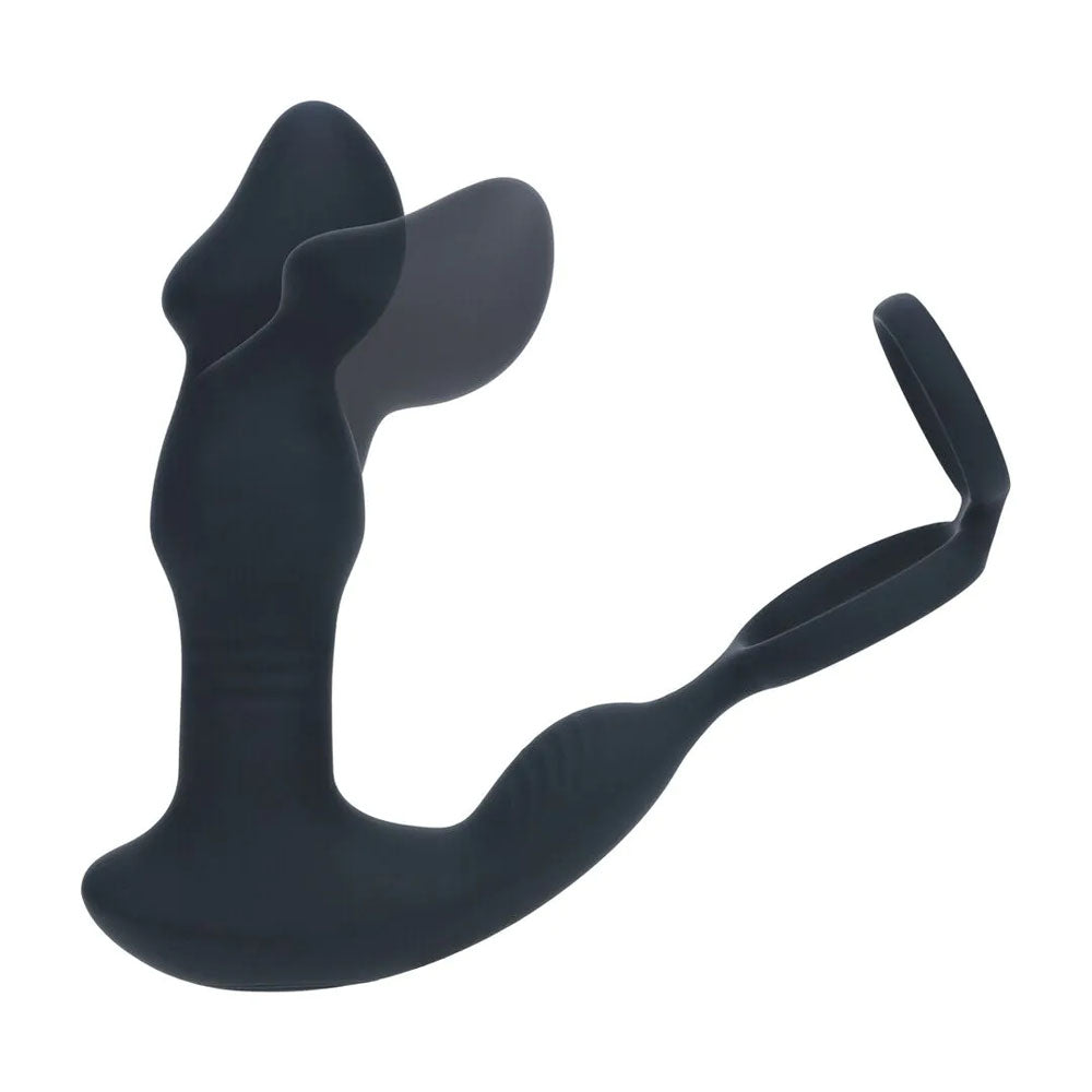 LEVELZ Remote Controlled Prostate Stimulator with Cock Ring - Black USB Rechargeable Vibrating Thrusting Prostate Massager with Cock Ring