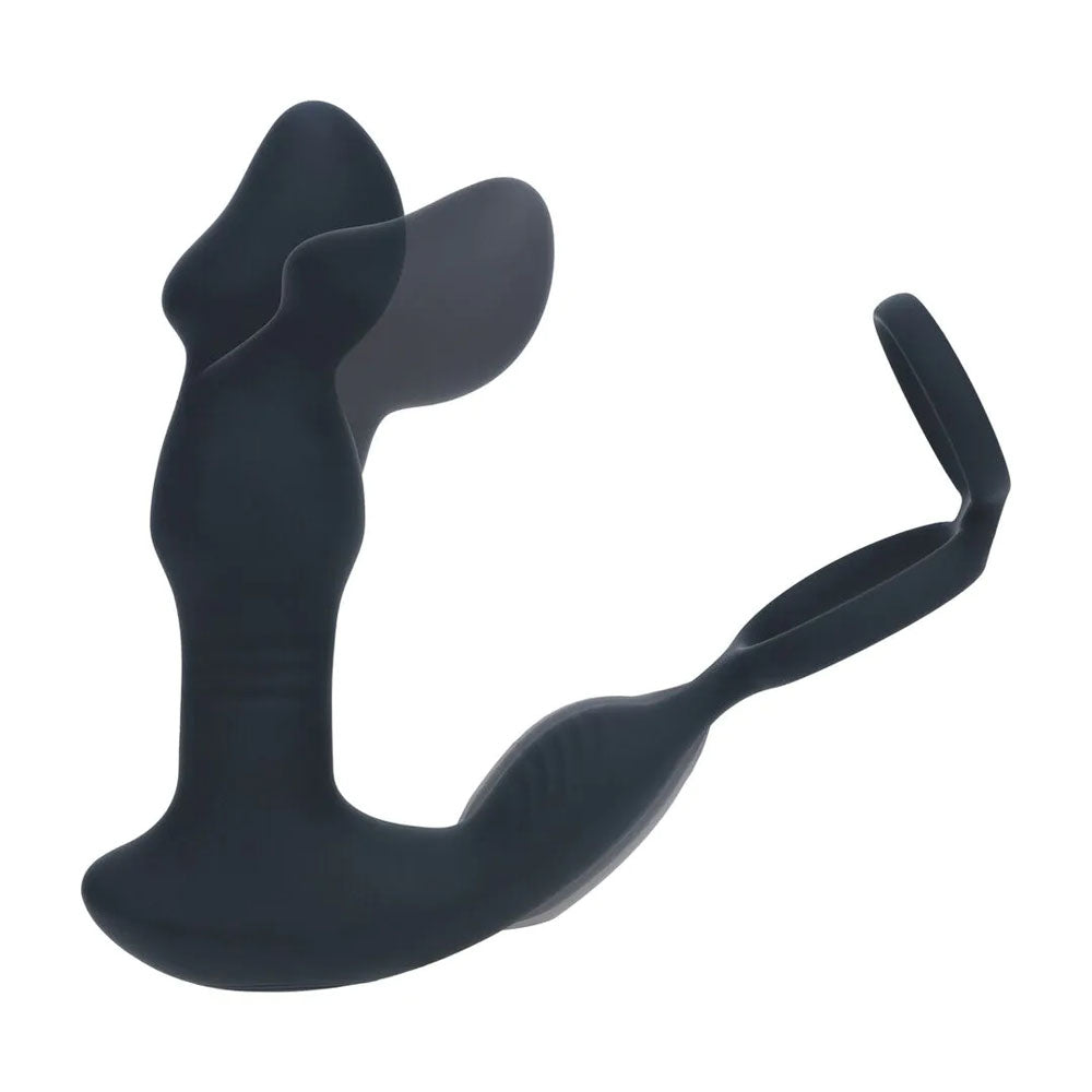 LEVELZ Remote Controlled Prostate Stimulator with Cock Ring - Black USB Rechargeable Vibrating Thrusting Prostate Massager with Cock Ring