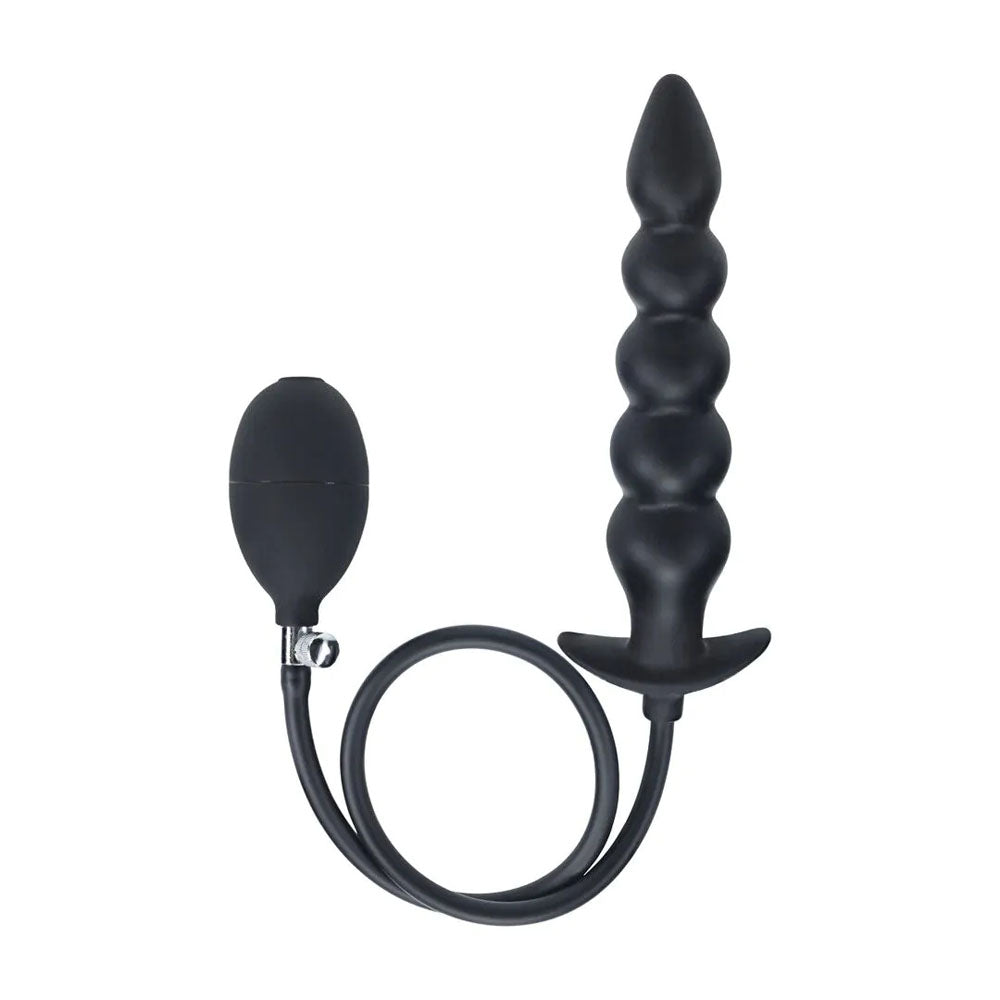 LEVELZ Beaded Inflatable Anal Plug - Black Inflatable Butt Plug