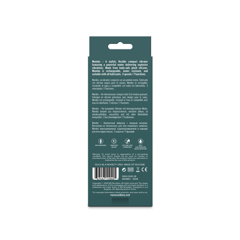 Lust-n-Dreams - Mambo - Sage - Green 12.2 cm USB Rechargeable Bullet
