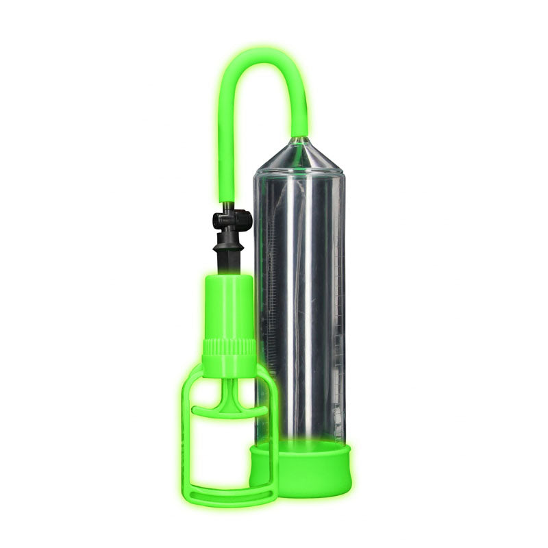 OUCH! Glow In The Dark Comfort Beginner Pump - Clear/Glow Penis Pump