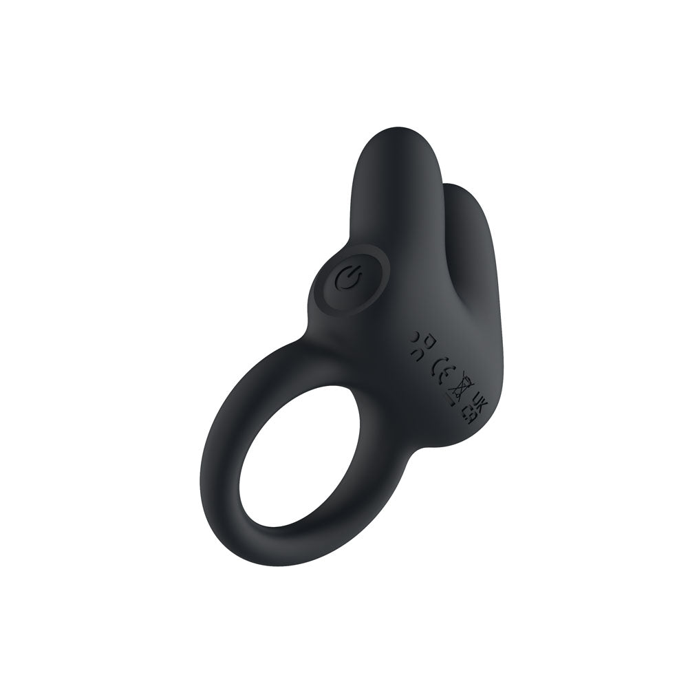 Passion Play Dual Motors Vibrating Cockring - Black USB Rechargeable Vibrating Cock Ring