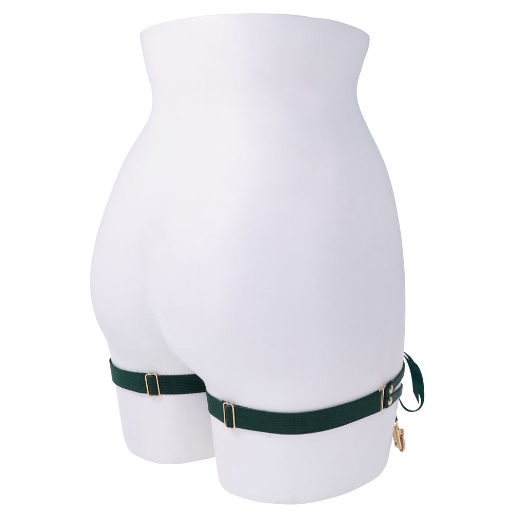 Sex & Mischief Indica Laced Up Garters - Green/Gold Garters - Set of 2