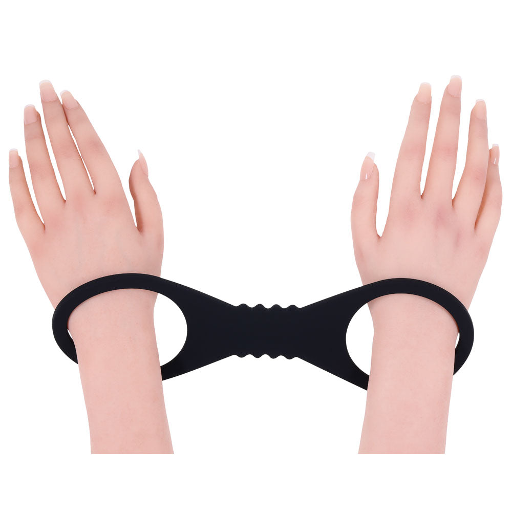Sex & Mischief Shadow Large Silicone Cuffs - Black Large Restraints
