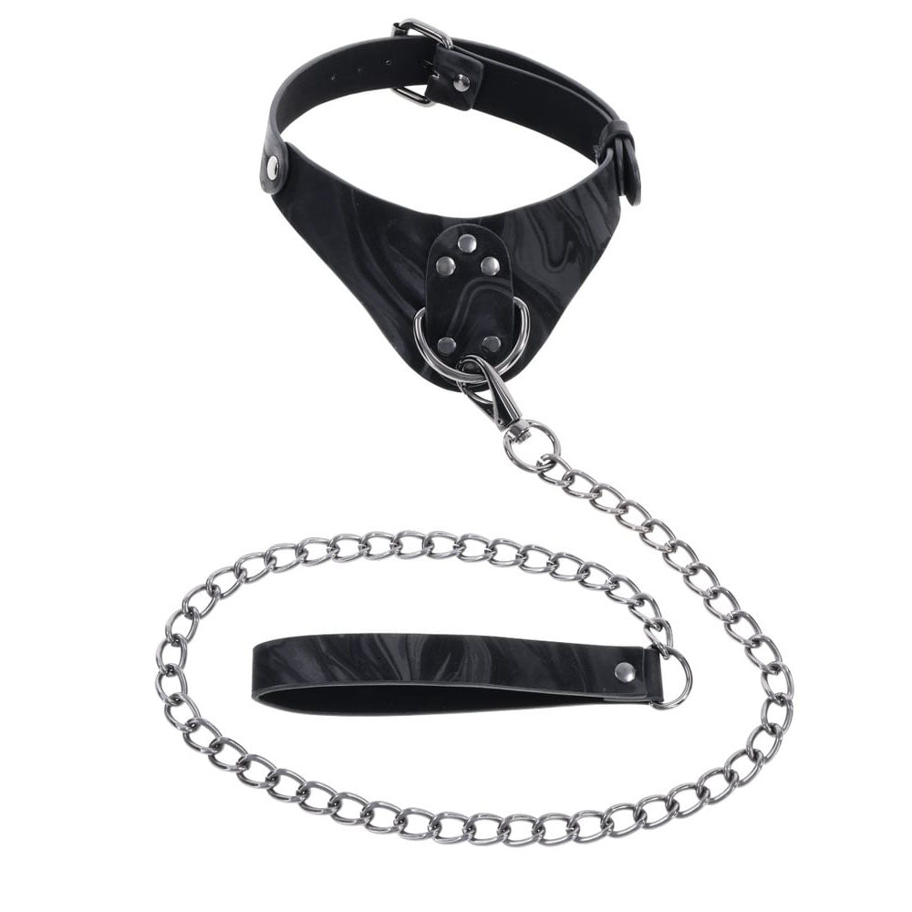 SPORTSHEETS Velvet Noir Collar & Leash - Black Restraint & Leash