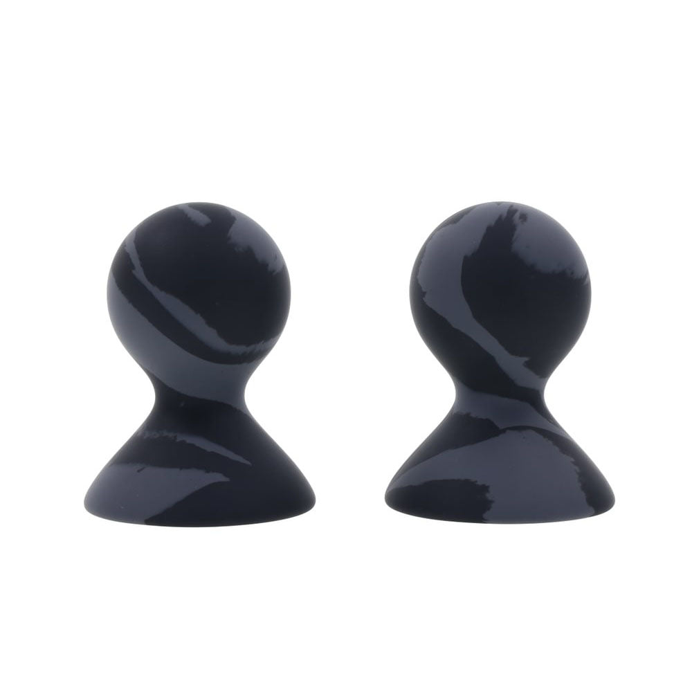 SPORTSHEETS Velvet Noir Silicone Nipple Suckers - Black/Grey Nipple Suckers - Set of 2