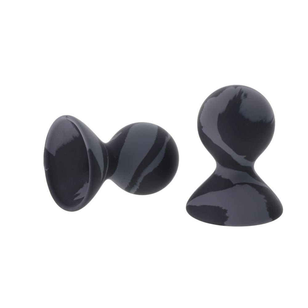 SPORTSHEETS Velvet Noir Silicone Nipple Suckers - Black/Grey Nipple Suckers - Set of 2