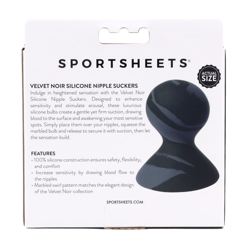 SPORTSHEETS Velvet Noir Silicone Nipple Suckers - Black/Grey Nipple Suckers - Set of 2
